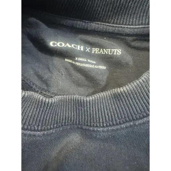 Coach X Peanuts Snoopy Lights Crewneck Oversized Sweatshirt Navy Blue Women's XS - Picture 6 of 14